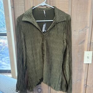 Free People Olive Green Blouse
